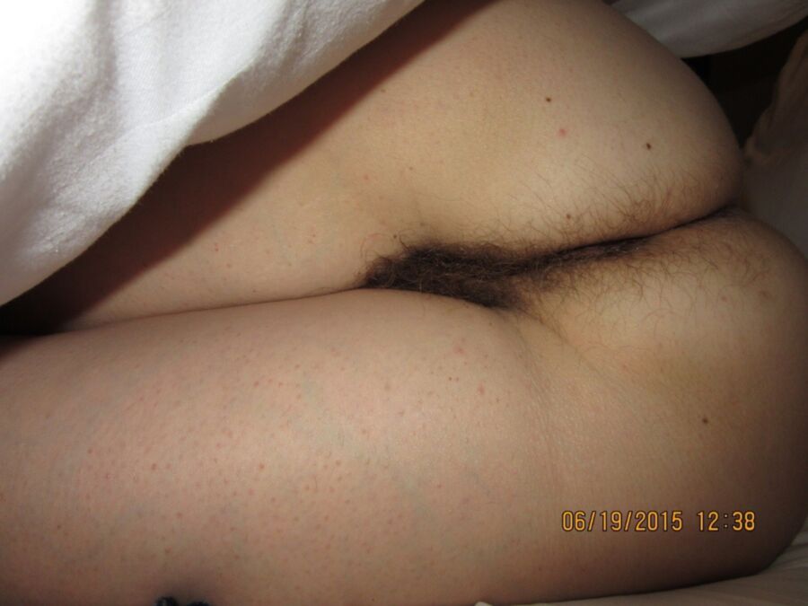 Free porn pics of My wifes hairy ass. 2 of 12 pics