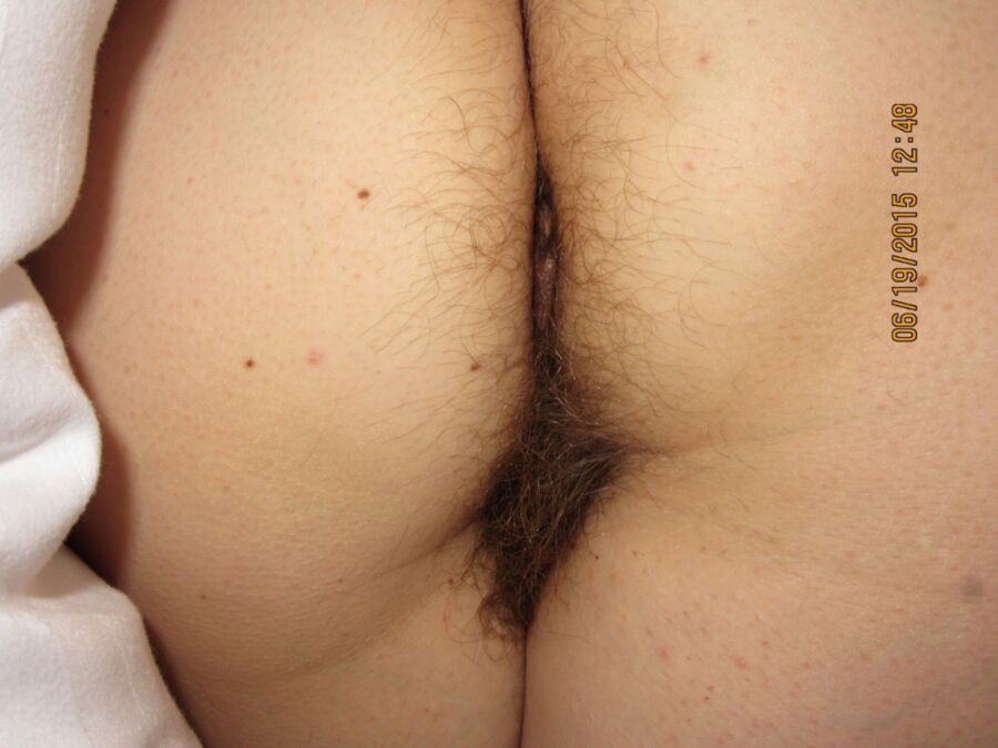Free porn pics of My wifes hairy ass. 10 of 12 pics