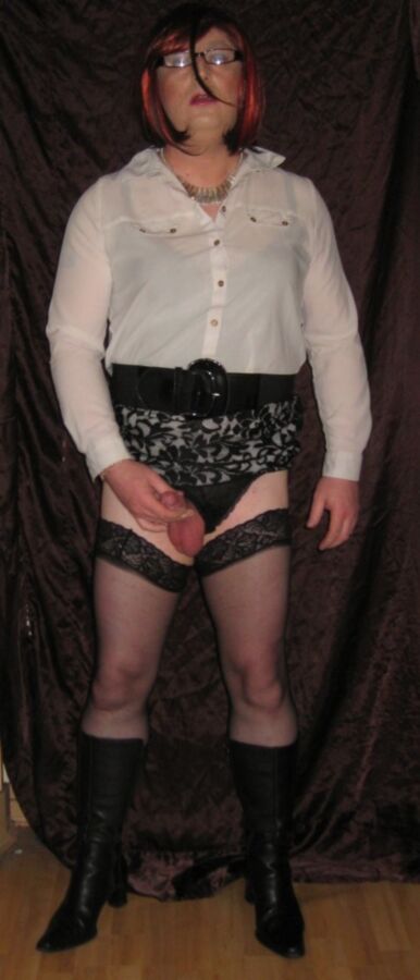 Free porn pics of Sissy Sheryl in a lacy skirt and blouse 24 of 24 pics