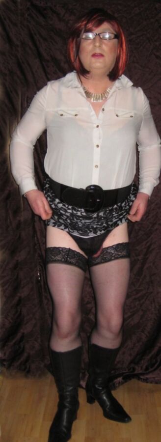 Free porn pics of Sissy Sheryl in a lacy skirt and blouse 21 of 24 pics