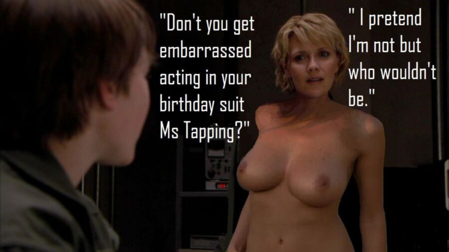 Free porn pics of Amanda Tapping and her little friend. 9 of 22 pics