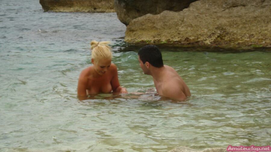 Free porn pics of Tanned Blonde With Her Husband On The Beach 12 of 32 pics