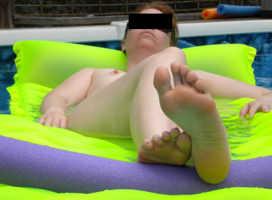 Free porn pics of Redhead wife skinny dipping, swimming naked!  16 of 27 pics