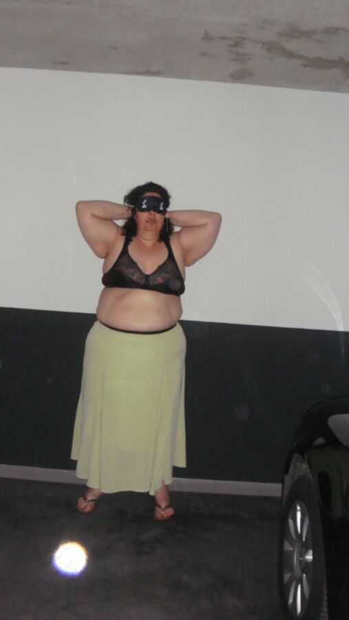 Free porn pics of My submissive BBW blindfolded is forced to strip in a garage 5 of 27 pics