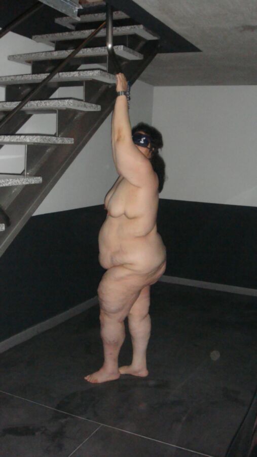 Free porn pics of My submissive BBW blindfolded is forced to strip in a garage 24 of 27 pics