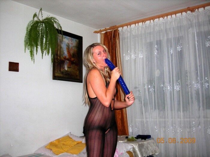 Free porn pics of Horny russian blonde wife plays with big dildo and have anal plu 24 of 32 pics