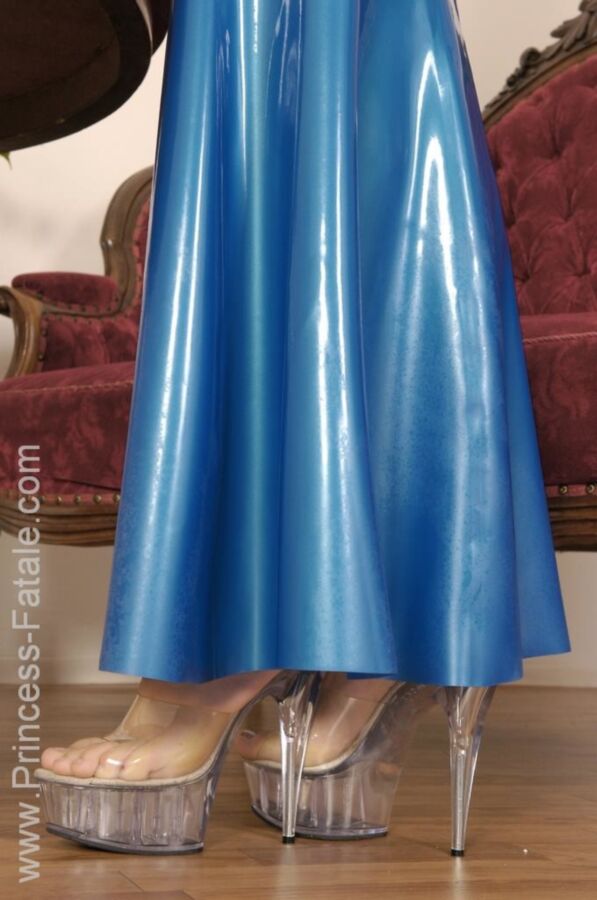 Free porn pics of Princess Fatale in Blue Latex Dress 6 of 134 pics