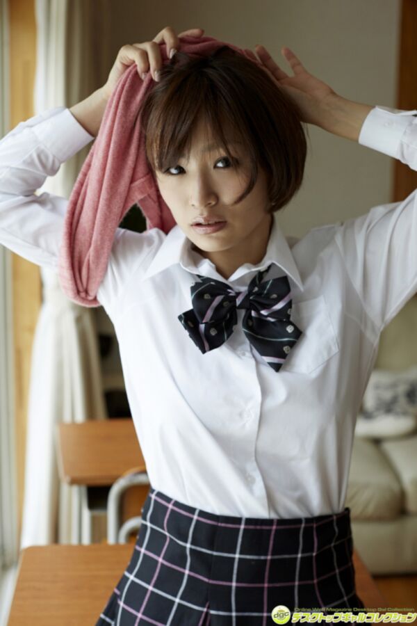 Free porn pics of Gravure idol Chie Itoyama showing her school uniform 16 of 49 pics