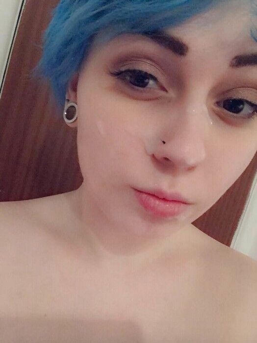 Free porn pics of Rando kinky chick with blue hair and piercings 1 of 5 pics