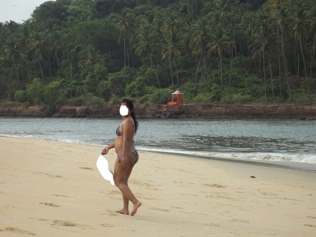 Free porn pics of Indian Wife Skimpy Bikini At Beach 4 of 9 pics
