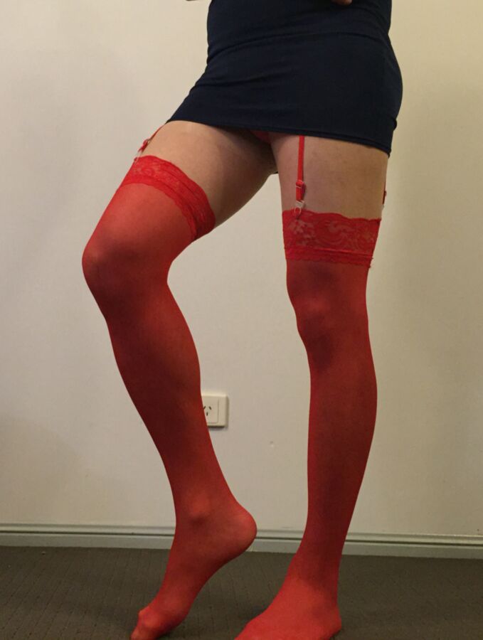 Free porn pics of me in red stockings and a mini 4 of 40 pics