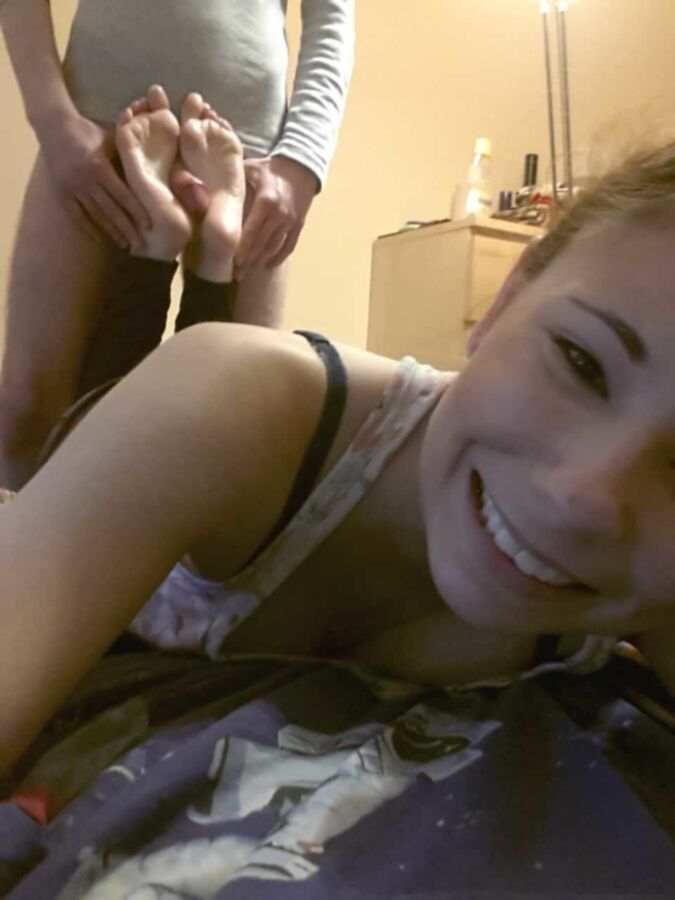 foot worship lesbian Asian Spanked wife red wet finger hear
