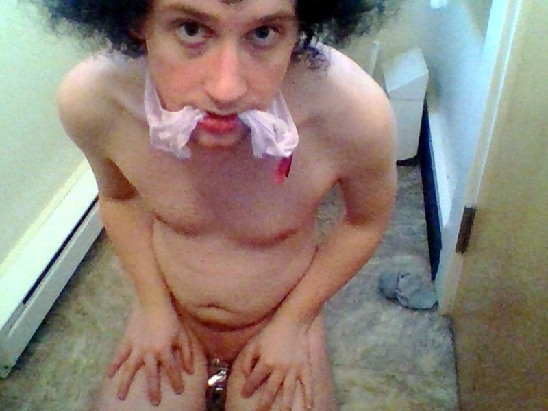 Free porn pics of Chastity Sissy Public Bathroom Humiliation 2 of 13 pics