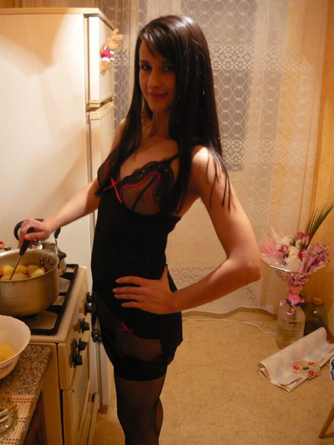 Free porn pics of Ksysha posed for her husband and cooking a festive dinner 3 of 15 pics