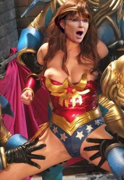 Free porn pics of Sarah Palin as Wonder Woman Bondage Tentacles peril femdom 2 of 3 pics