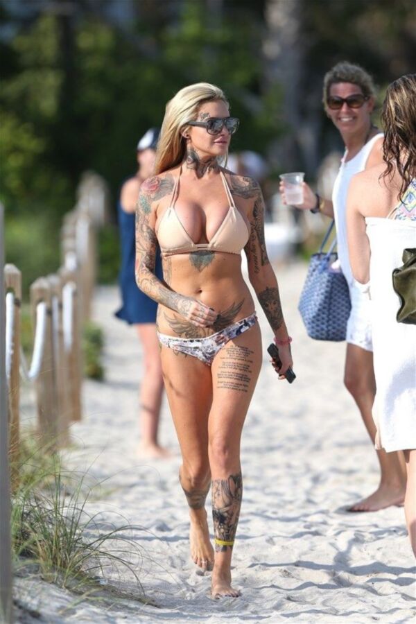 Free porn pics of Dirty blonde celebrity Jemma Lucy bare tits beach 17 of 18 pics