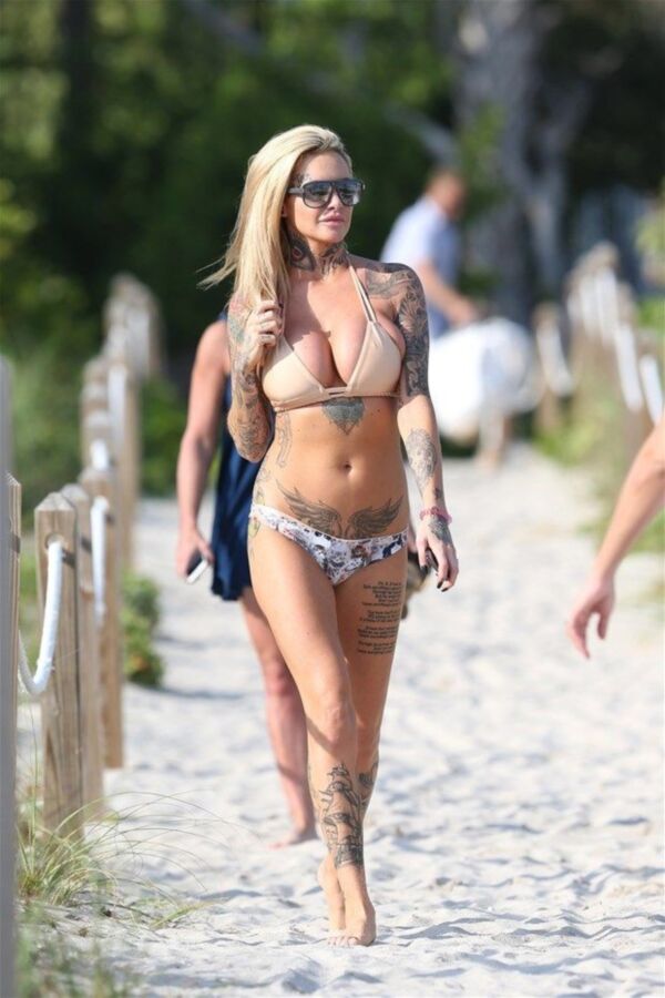 Free porn pics of Dirty blonde celebrity Jemma Lucy bare tits beach 18 of 18 pics