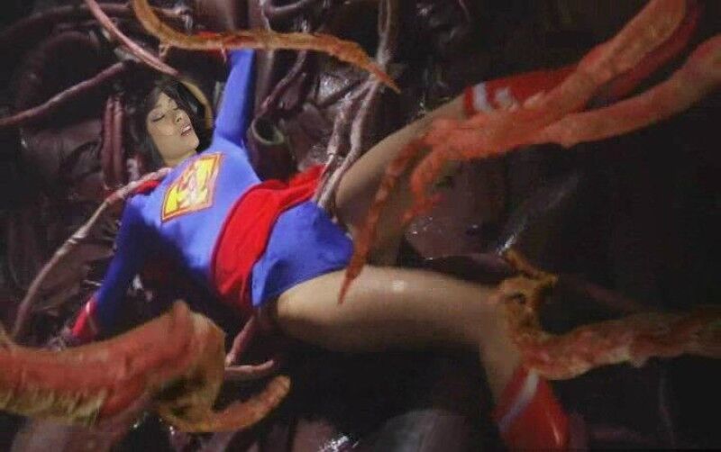 Free porn pics of  celeb AJ Lee as superheroine tentacle lezdom bondage peril 3 of 4 pics