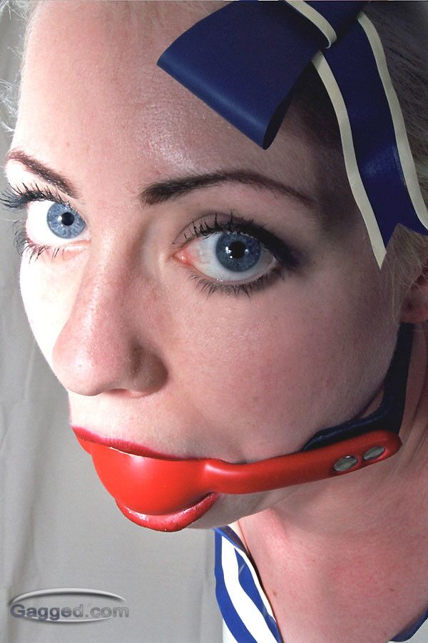 Free porn pics of Blonde Bound And Gagged In Latex 19 of 35 pics