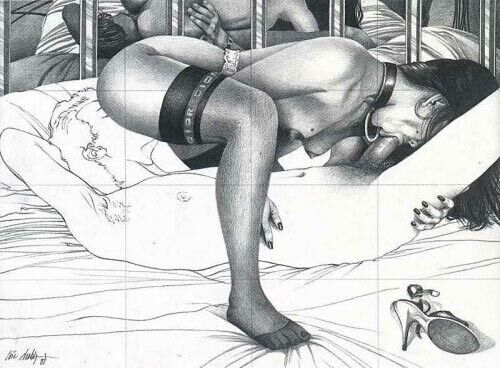 Free porn pics of Erotic Art - Black & White Drawings 12 of 15 pics