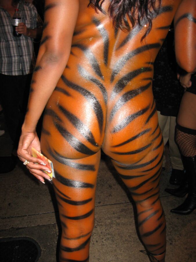 Free porn pics of Black Exhibitionist Body Paint in Public Naked 8 of 10 pics