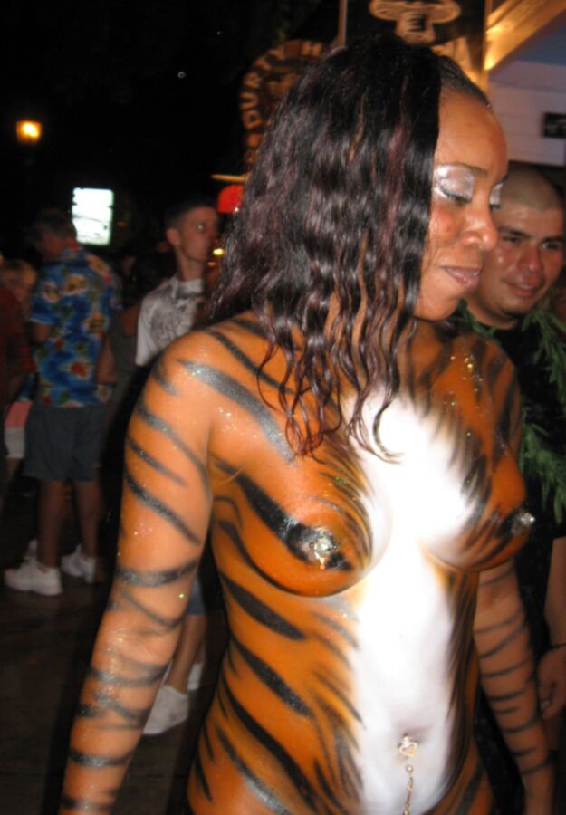 Free porn pics of Black Exhibitionist Body Paint in Public Naked 7 of 10 pics
