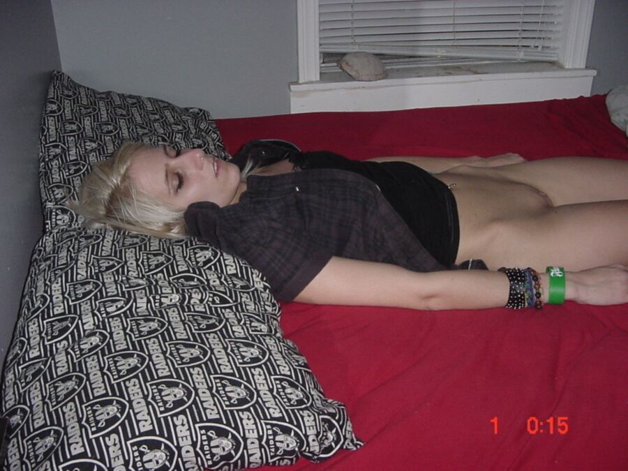 Free porn pics of Skinny teen fucktoy sleeping drunk and stripped for you to use 20 of 21 pics