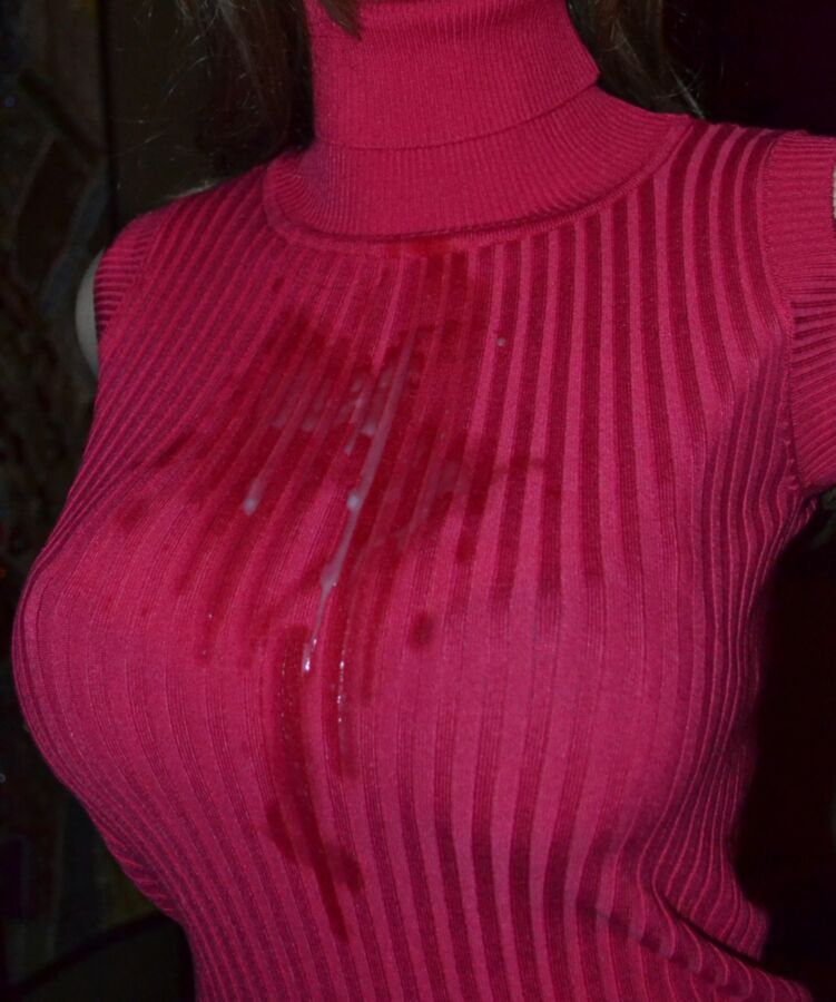 Free porn pics of Massive Cumshot on Sexy Pink Sweater 6 of 8 pics