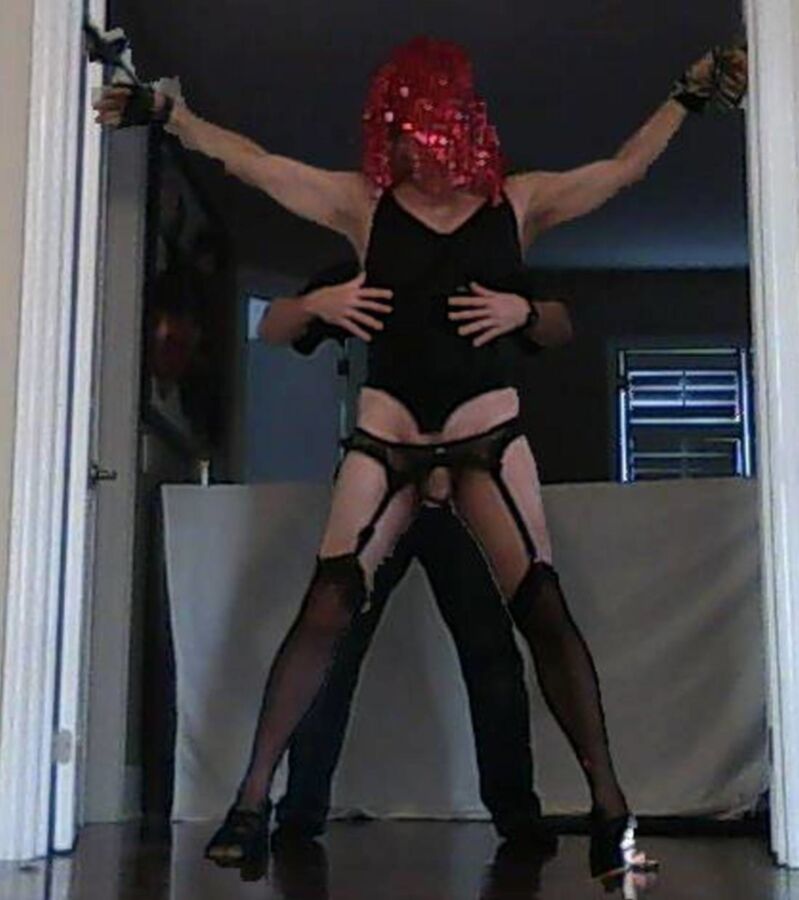 Free porn pics of Crossddresser Sissy slave tied, groped, face-fucked 4 of 11 pics
