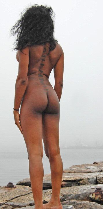 Exhibitionist ebony long hair shared