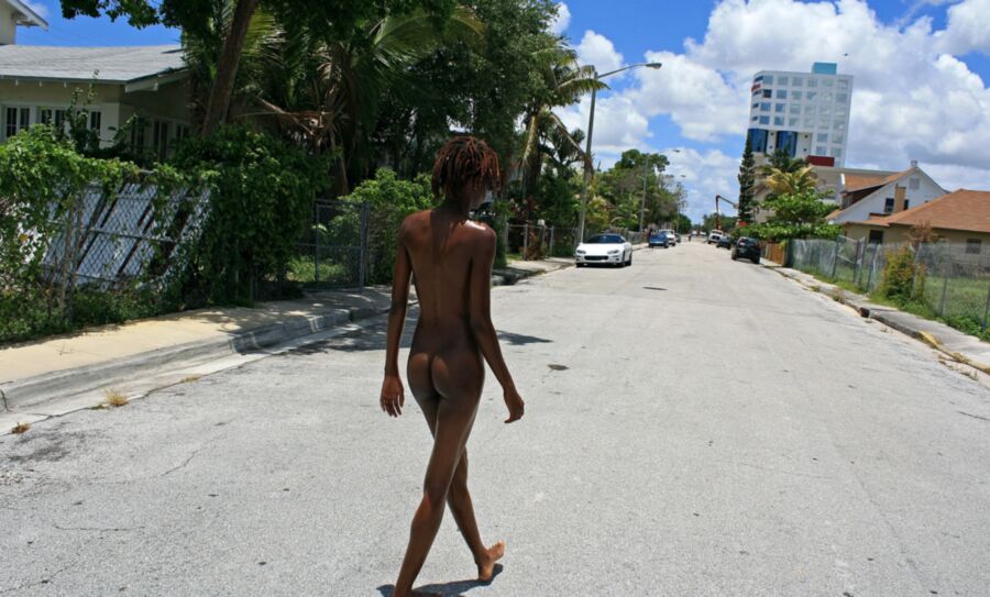 Free porn pics of Black Woman Naked and Barefoot in Public 6 of 26 pics