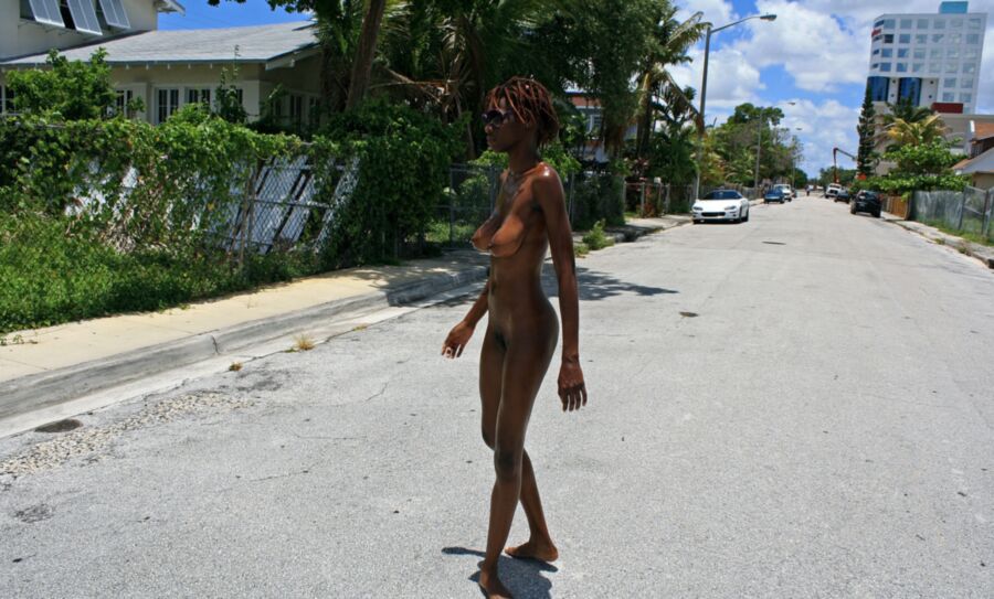 Free porn pics of Black Woman Naked and Barefoot in Public 2 of 26 pics
