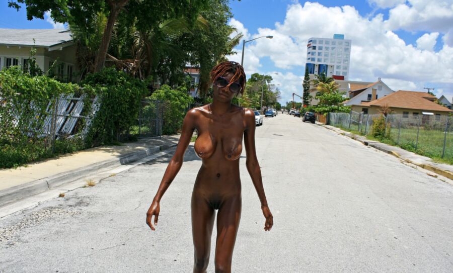 Free porn pics of Black Woman Naked and Barefoot in Public 1 of 26 pics