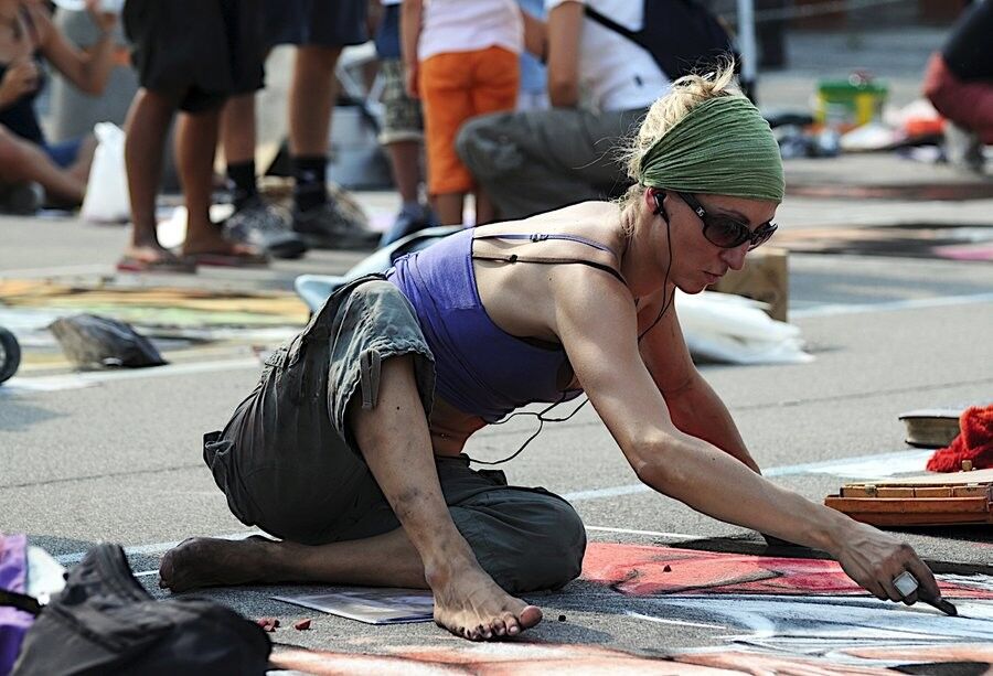 Free porn pics of Contribution - Barefoot Street Chalk Artist 22 of 31 pics