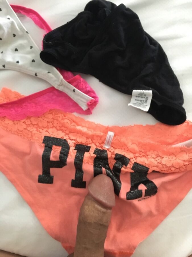 Free porn pics of summing and trying on my sisters panties 1 of 5 pics