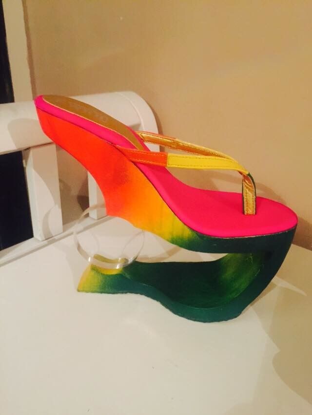 Free porn pics of Tong Wedge Sandal Multicolour 14 of 16 pics