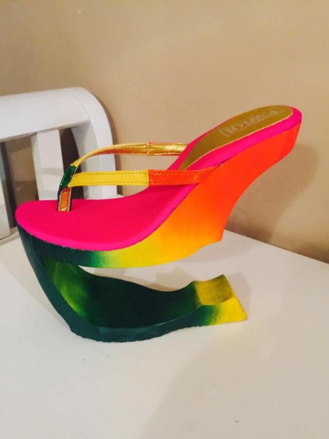 Free porn pics of Tong Wedge Sandal Multicolour 2 of 16 pics