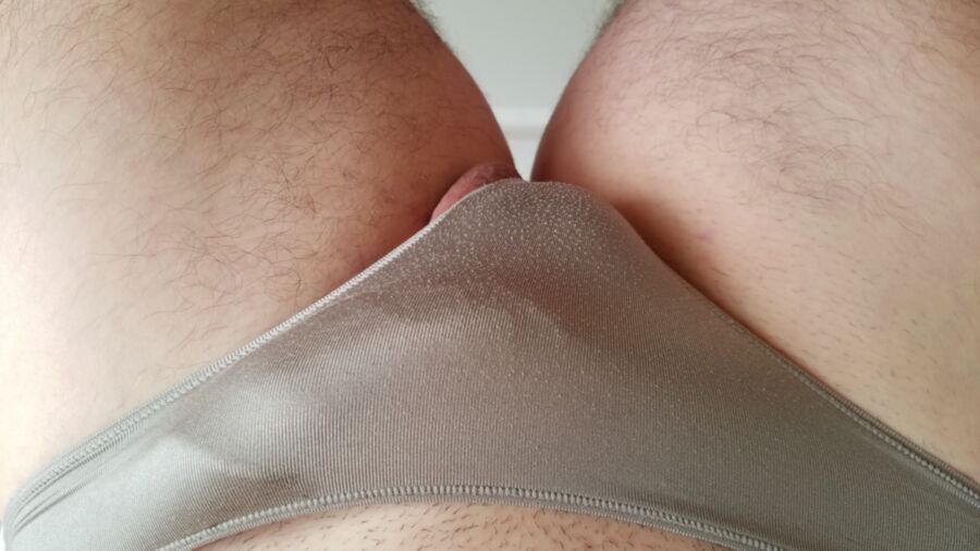 Free porn pics of A Few Pictures of My Cock in Grey Panties 5 of 7 pics