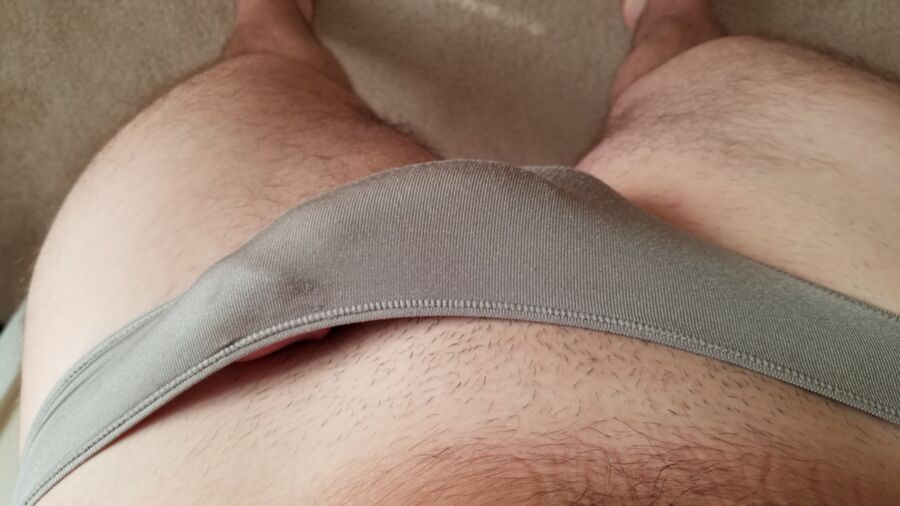 Free porn pics of A Few Pictures of My Cock in Grey Panties 3 of 7 pics
