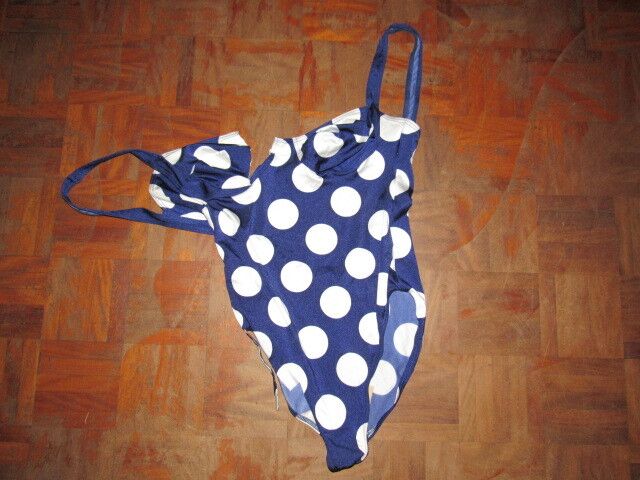 Free porn pics of NAVY AND WHITE DOTTED SWIMSUIT GETS RUINED 5 of 6 pics
