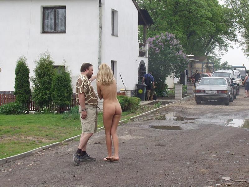 Free porn pics of Blonde Babe Paraded Naked & Barefoot Outdoors 12 of 27 pics
