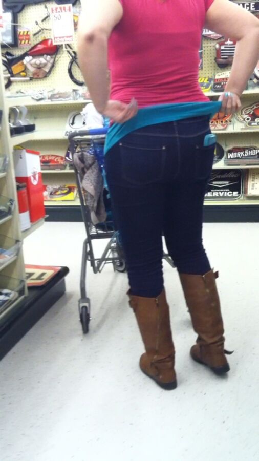 Free porn pics of Milf in boots and blue jeans candid 8 of 8 pics