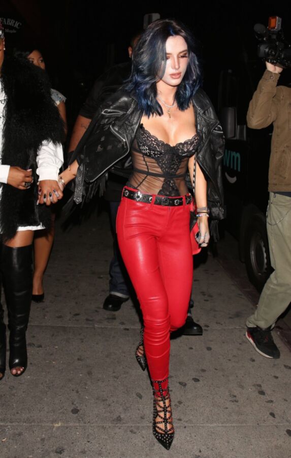 Free porn pics of Bella Thorne going to party in Red Leather pants 10 of 41 pics