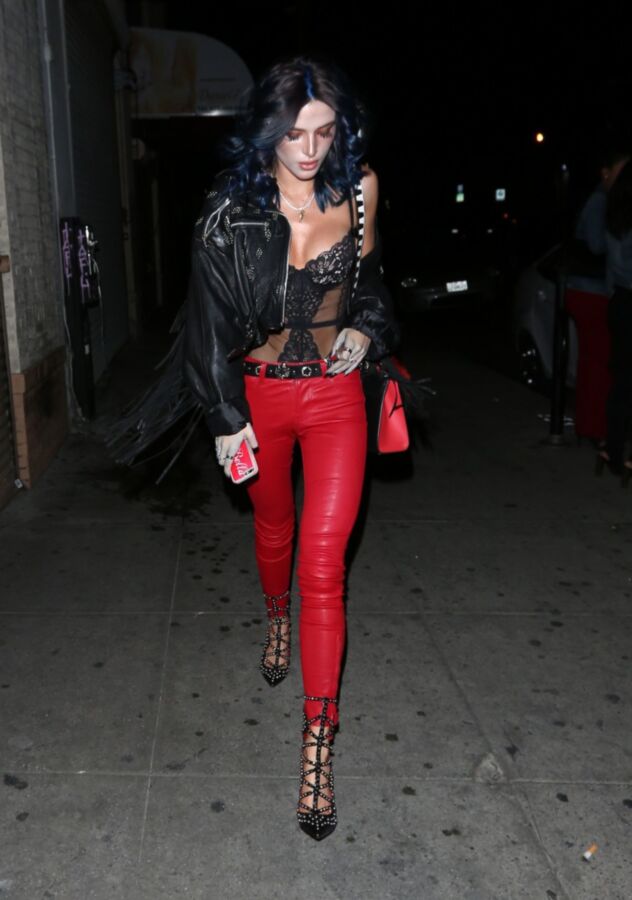 Free porn pics of Bella Thorne going to party in Red Leather pants 2 of 41 pics