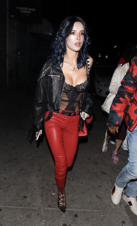 Free porn pics of Bella Thorne going to party in Red Leather pants 18 of 41 pics