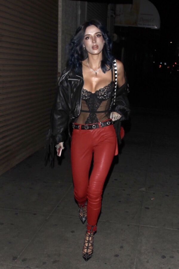 Free porn pics of Bella Thorne going to party in Red Leather pants 20 of 41 pics