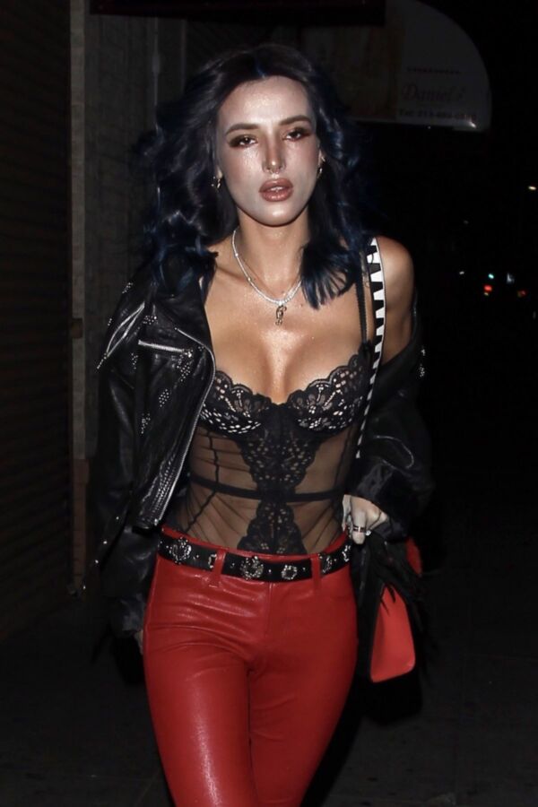 Free porn pics of Bella Thorne going to party in Red Leather pants 14 of 41 pics