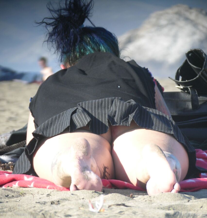 Beach outdoor chubby upskirt