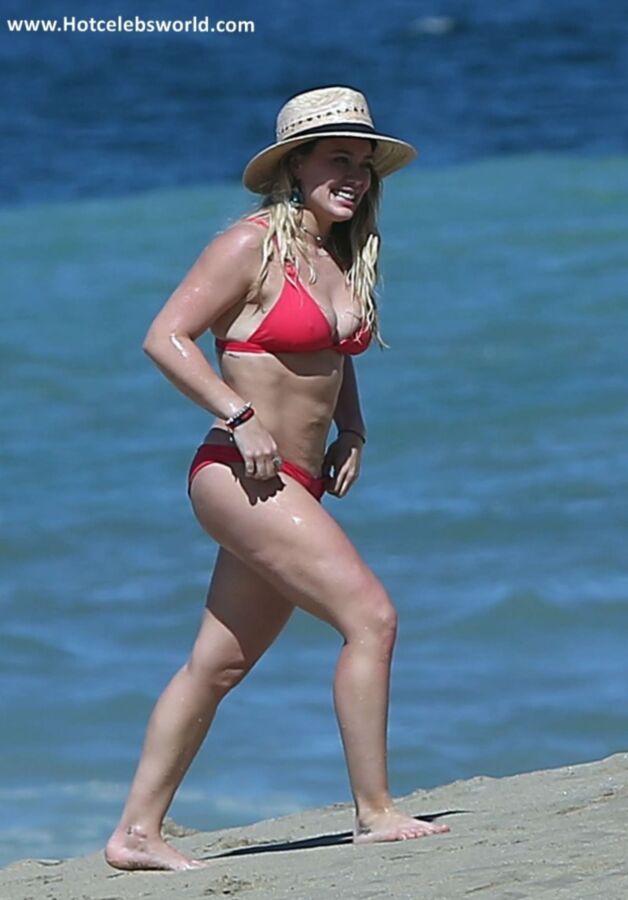 Free porn pics of Hilary Duff in Red Bikini on the beach in Mexico 5 of 76 pics