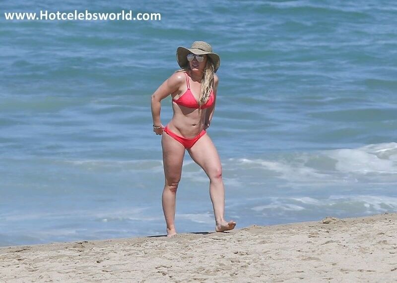 Free porn pics of Hilary Duff in Red Bikini on the beach in Mexico 4 of 76 pics